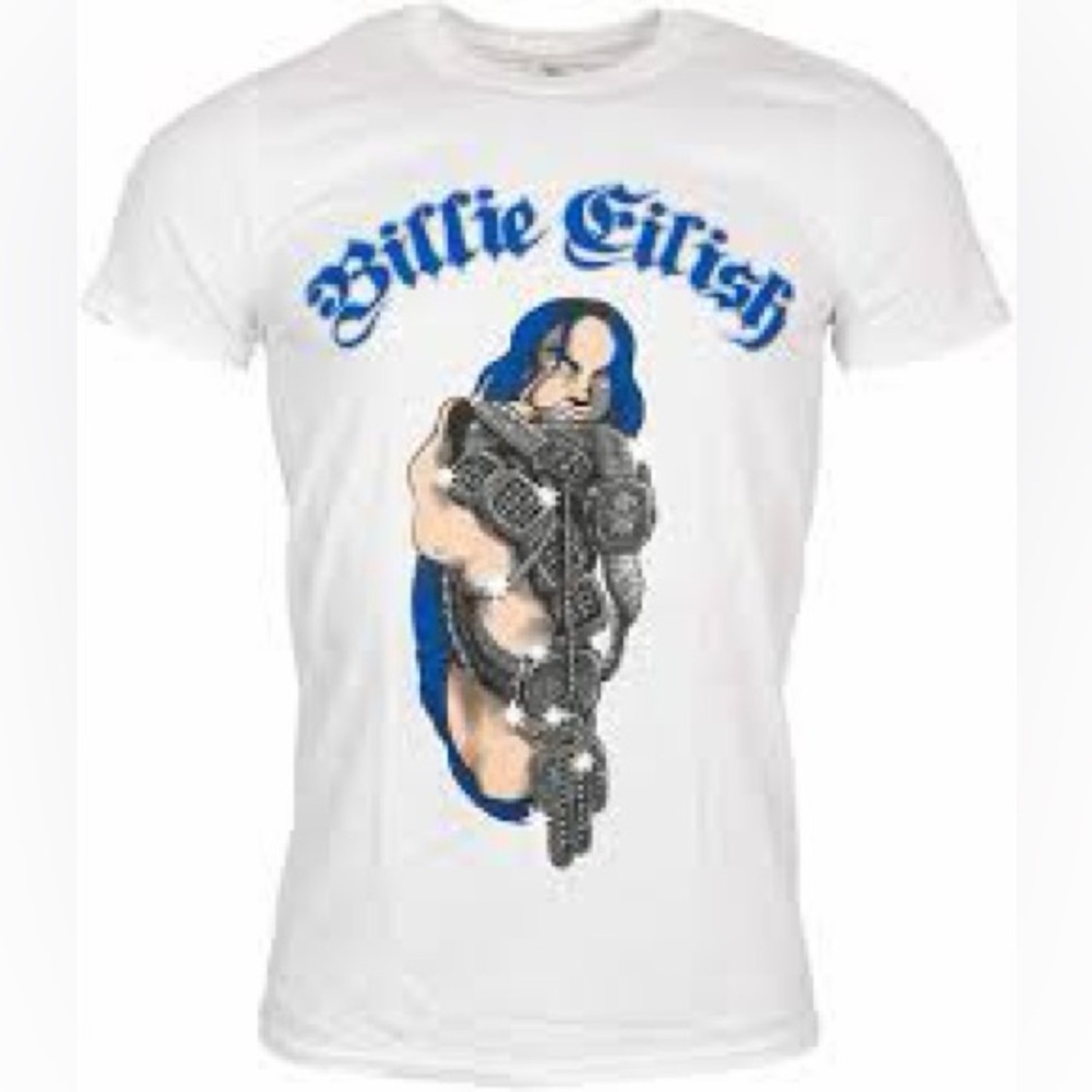 Billie Eilish Bling White Graphic T-Shirt Size Small